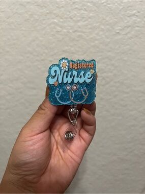 Glitter "Registered Nurse" Badge Reel- ID Holder